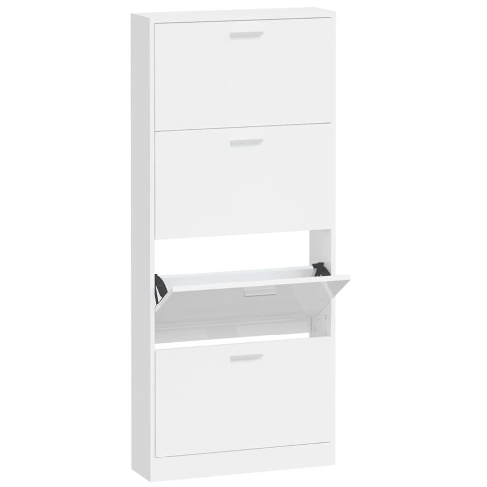 (High gloss white, 59 x 17 x 150 cm (W x D x H)) New Wood Shoe Cabinet 5Drawer Organiser Furniture Multi Colours Multi Sizes