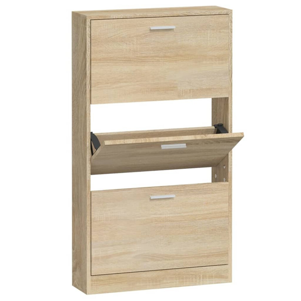 (Oak, 59 x 17 x 108 cm (W x D x H)) New Wood Shoe Cabinet 5Drawer Organiser Furniture Multi Colours Multi Sizes