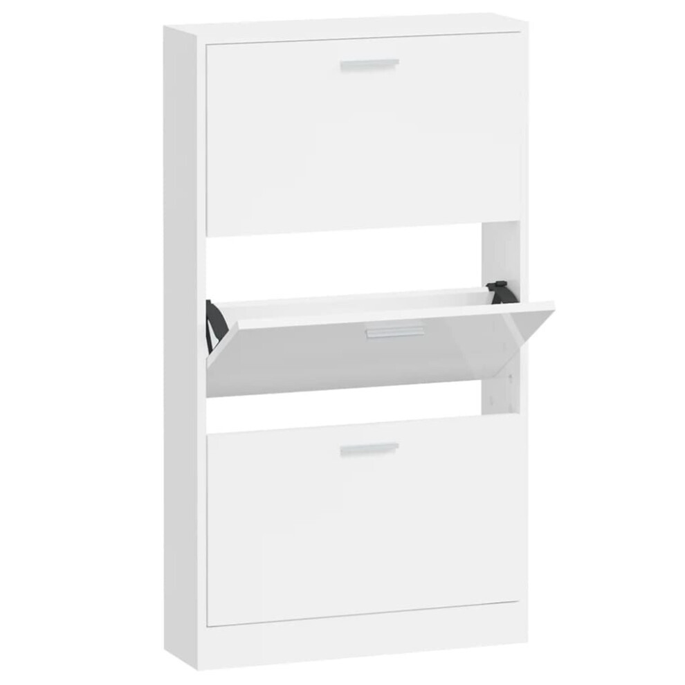 (High gloss white, 59 x 17 x 108 cm (W x D x H)) New Wood Shoe Cabinet 5Drawer Organiser Furniture Multi Colours Multi Sizes