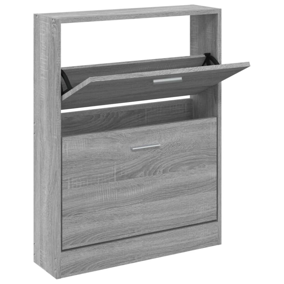 (Grey sonoma, 59 x 17 x 81 cm (W x D x H)) New Wood Shoe Cabinet 5Drawer Organiser Furniture Multi Colours Multi Sizes