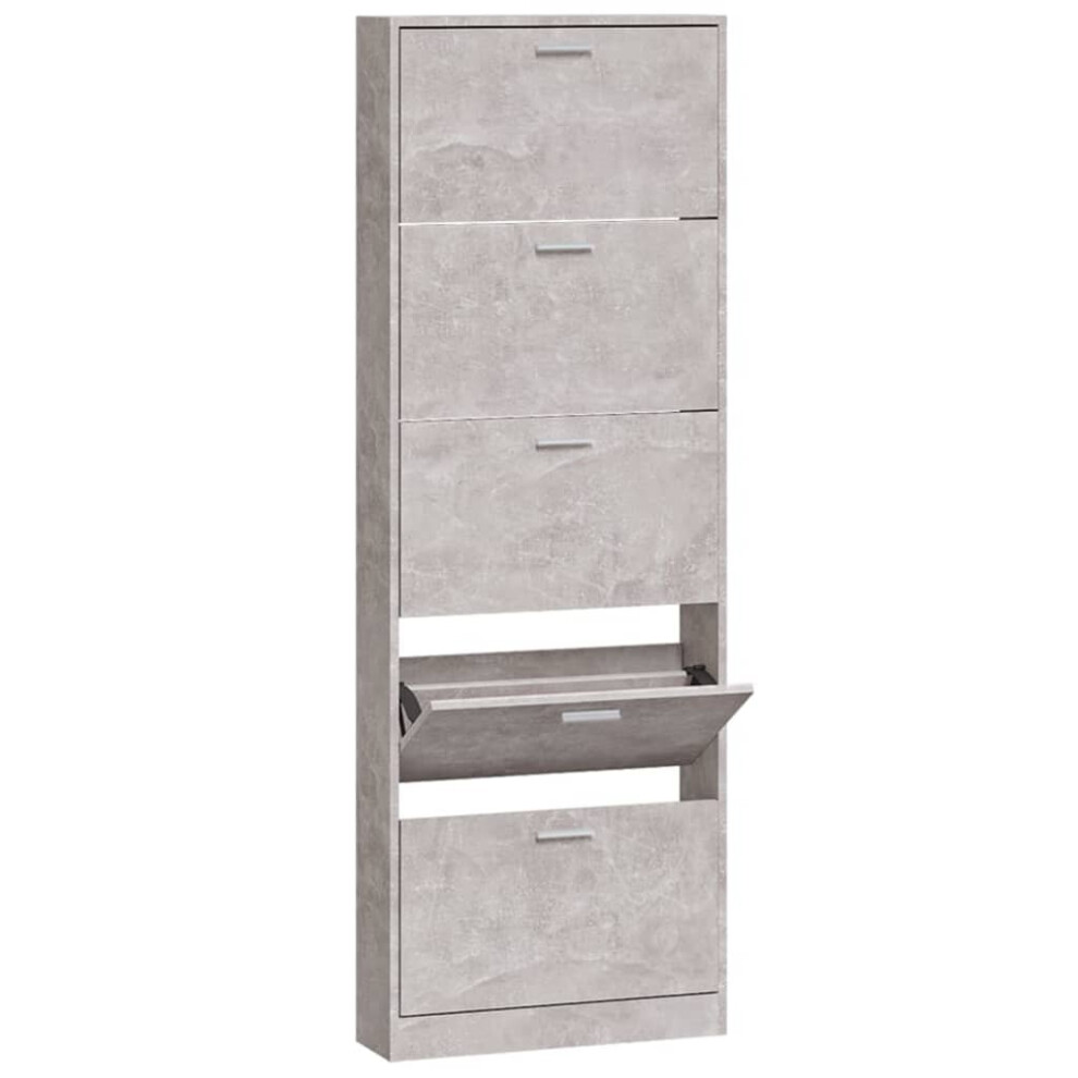 (Concrete grey, 59 x 17 x 169 cm (W x D x H)) New Wood Shoe Cabinet 5Drawer Organiser Furniture Multi Colours Multi Sizes