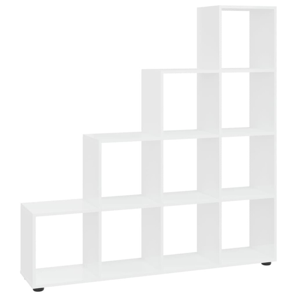 (High gloss white, 138 x 29 x 142 cm(L x W x H)) vidaXL Staircase Bookcase Book Shelf Storage Rack Bookshelf Engineered Wood