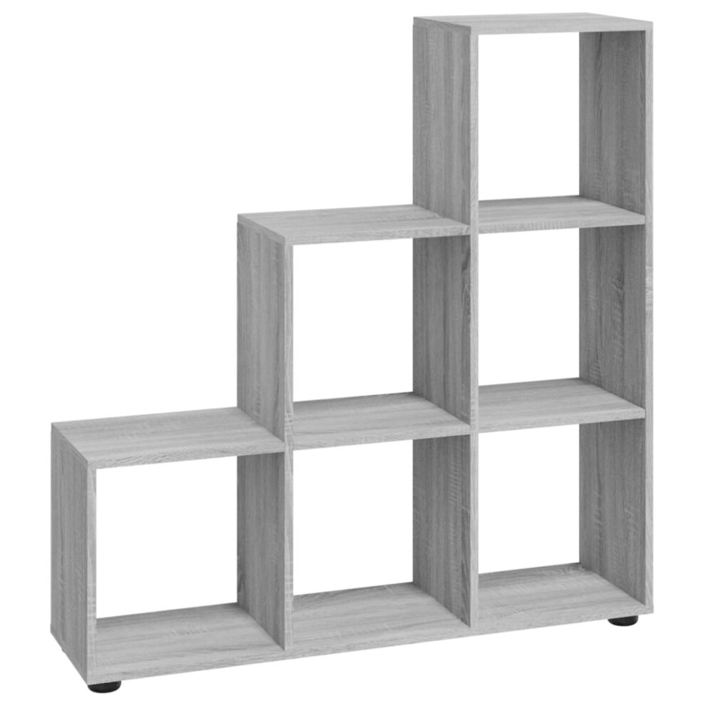 Vidaxl (Grey Sonoma, 104 X 29 X 107 Cm(L X W X H)) Staircase Bookcase Book Shelf Storage Rack Bookshelf Engineered Wood
