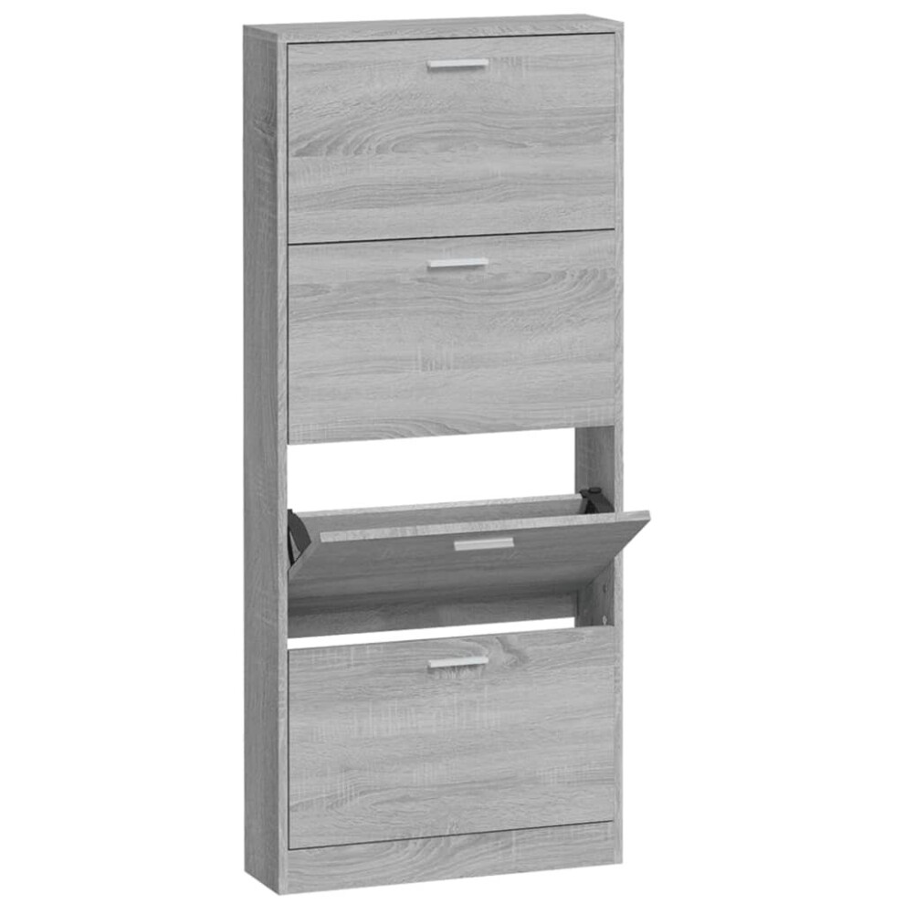 (Grey sonoma, 59 x 17 x 150 cm (W x D x H)) New Wood Shoe Cabinet 5Drawer Organiser Furniture Multi Colours Multi Sizes