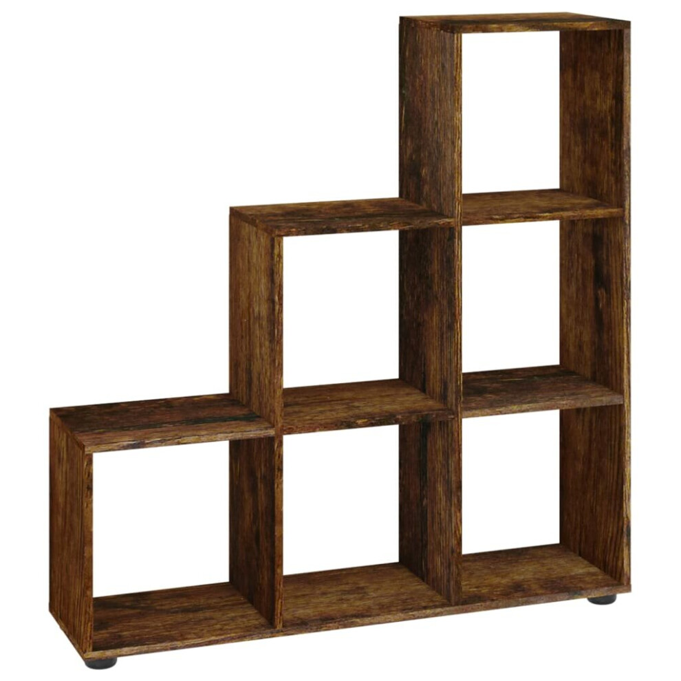 (Smoked oak, 104 x 29 x 107 cm(L x W x H)) vidaXL Staircase Bookcase Book Shelf Storage Rack Bookshelf Engineered Wood