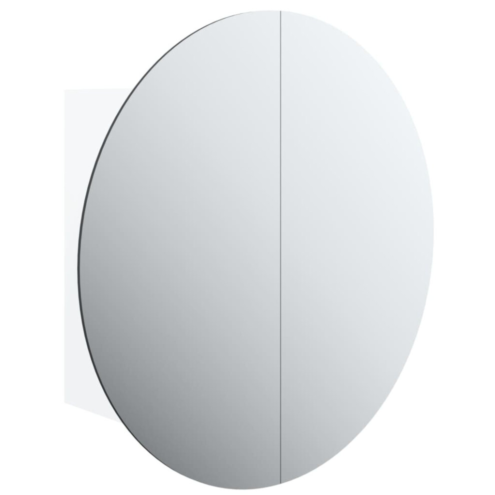Vidaxl (White, 70 Cm) Bathroom Cabinet With Round Mirror And Led Cabinet Storage Cupboard