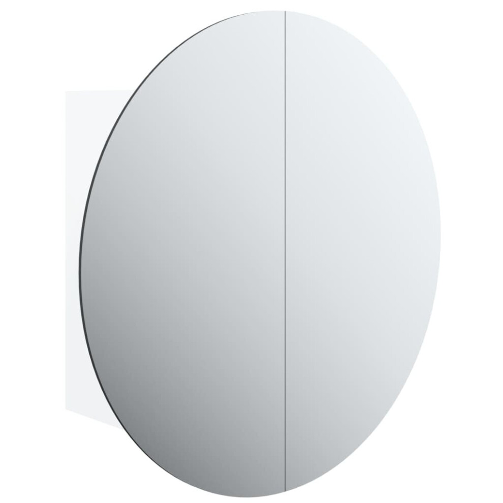 (White, 70 cm) vidaXL Bathroom Cabinet with Round Mirror and LED Cabinet Storage Cupboard