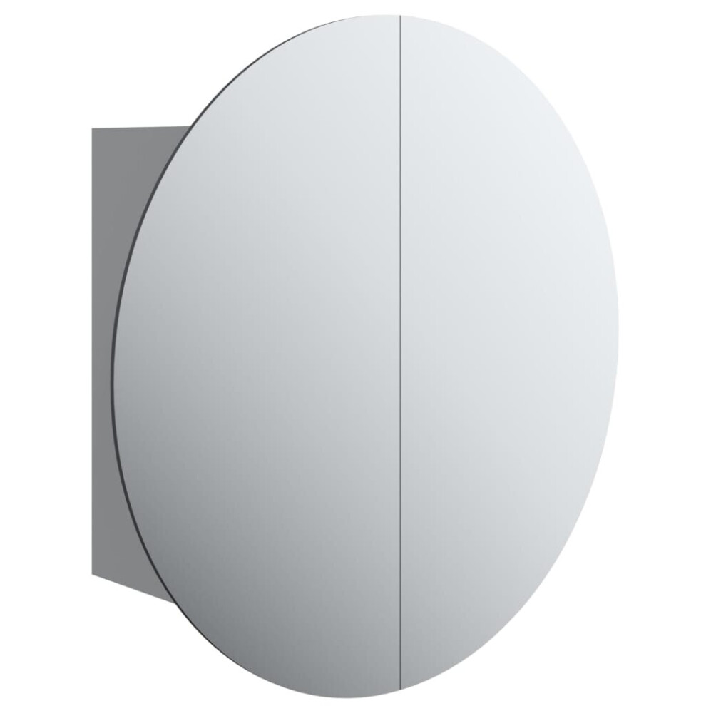 Vidaxl (Grey, 70 Cm) Bathroom Cabinet With Round Mirror And Led Cabinet Storage Cupboard