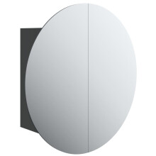 (Black, 60 cm) vidaXL Bathroom Cabinet with Round Mirror and LED Cabinet Storage Cupboard