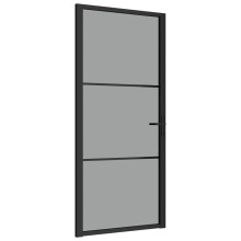 vidaXL Innentür 93x201,5 cm Schwarz ESG-Glas und Aluminium