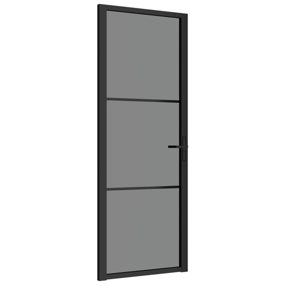 (Black and dark transparent, 76 x 201.5 cm (W x H)) vidaXL Interior Door ESG Glass and Aluminium Bedroom Door Indoor Inner Door