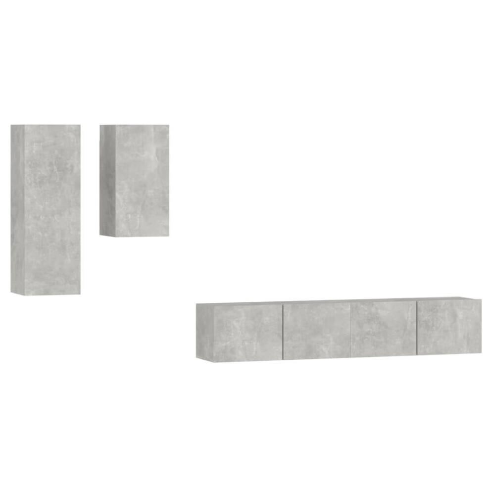 Vidaxl Grey (Concrete 30,5 X 30 X 90 Cm (L X W X H)) Tv Cabinet Set 4 Piece Engineered Wood Multi Colours 100/80X30x30 Cm