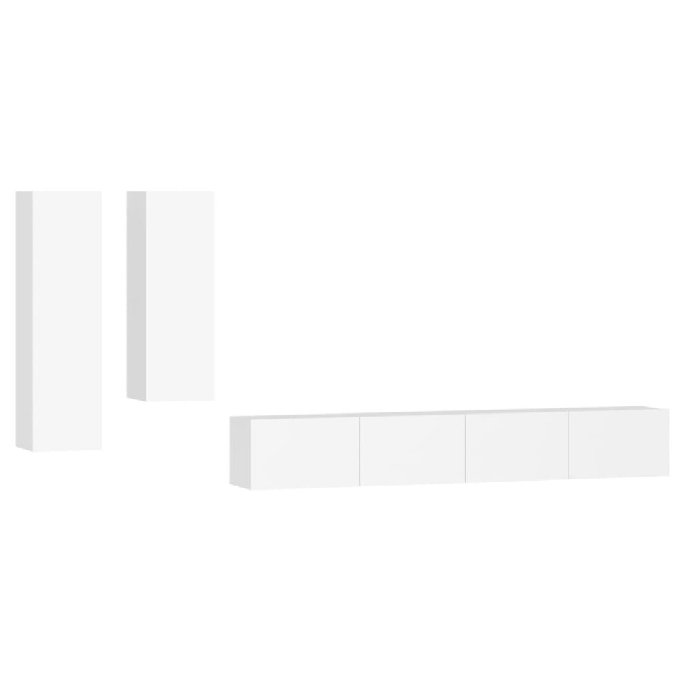 Vidaxl (White, 30,5 X 30 X 110 Cm (L X W X H)) Tv Cabinet Set 4 Piece Engineered Wood Multi Colours 100/80X30x30 Cm