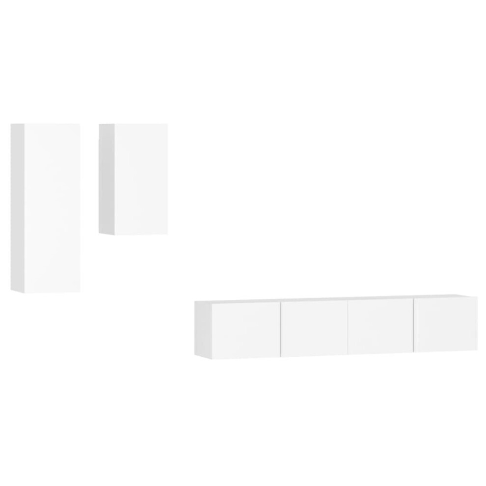 Vidaxl (White, 30,5 X 30 X 90 Cm (L X W X H)) Tv Cabinet Set 4 Piece Engineered Wood Multi Colours 100/80X30x30 Cm