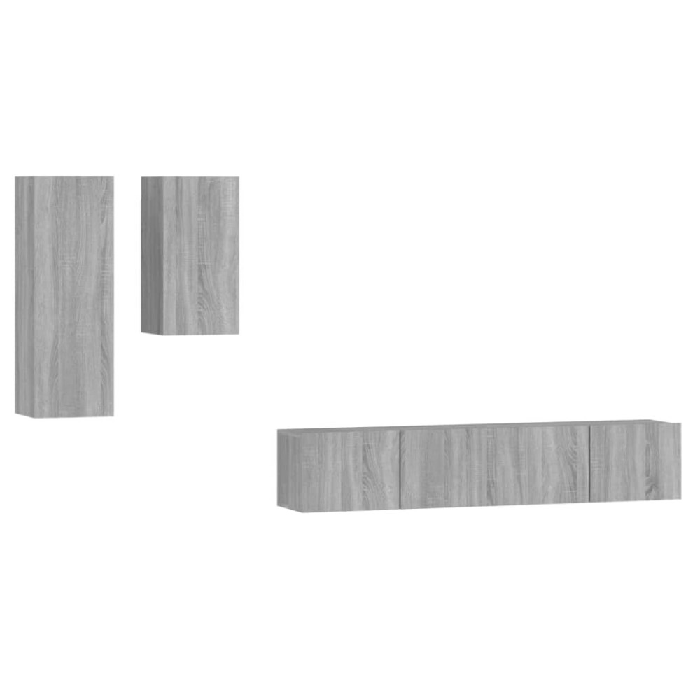 (Grey sonoma, 30,5 x 30 x 90 cm (L x W x H)) vidaXL TV Cabinet Set 4 Piece Engineered Wood Multi Colours 100/80x30x30 cm