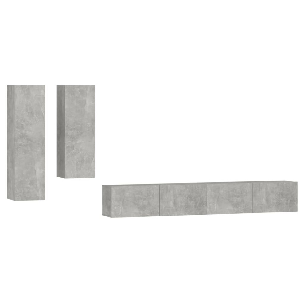 Vidaxl Grey (Concrete 30,5 X 30 X 110 Cm (L X W X H)) Tv Cabinet Set 4 Piece Engineered Wood Multi Colours 100/80X30x30 Cm