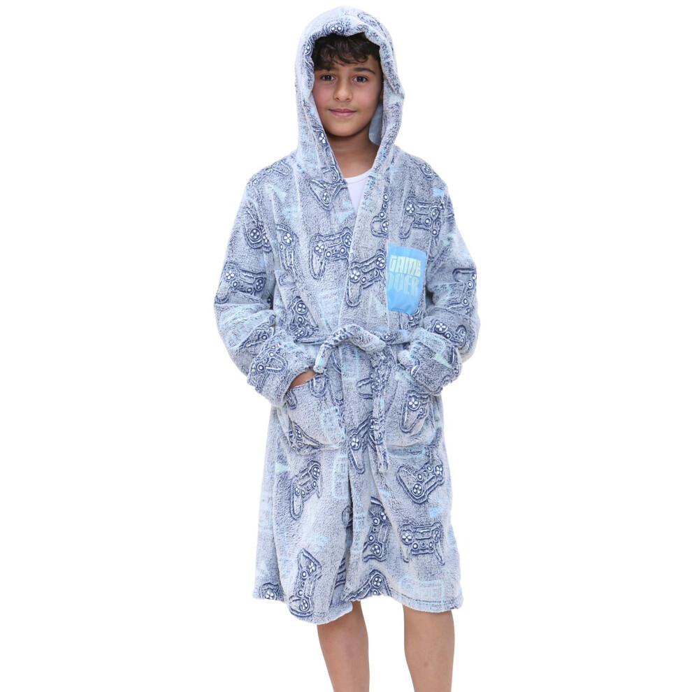 (5-6 Years, Navy Blue) Unisex Glow In The Dark Luxury Navy Dressing Gown