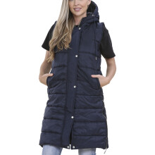 (M, Navy Blue) Ladies Oversized Zipped Gilet Navy Blue Jacket