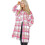 (L, Pink Check) Ladies Longline Shacket Pink Checked Jacket 1