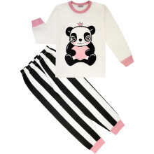 (11-12 Years, Baby Pink) Kids Girls Baby Pink Panda Animal Xmas Pyjamas