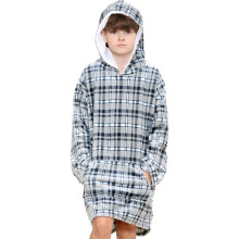 Kids Unisex Oversized Hoodie Grey Tartan Snuggle