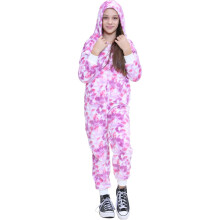 (13 Years, Tie Dye Lilac) Kids Fleece Onesie Tie Dye Lilac Pyjamas Jumpsuit