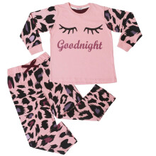 (13 Years, Baby Pink) Kids Girls Goodnight Leopard Pyjamas Set