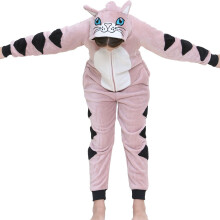 (13 Years, Dusty Pink) Kids Girls Onesie Dusty Pink Cat Pyjamas Jumpsuit