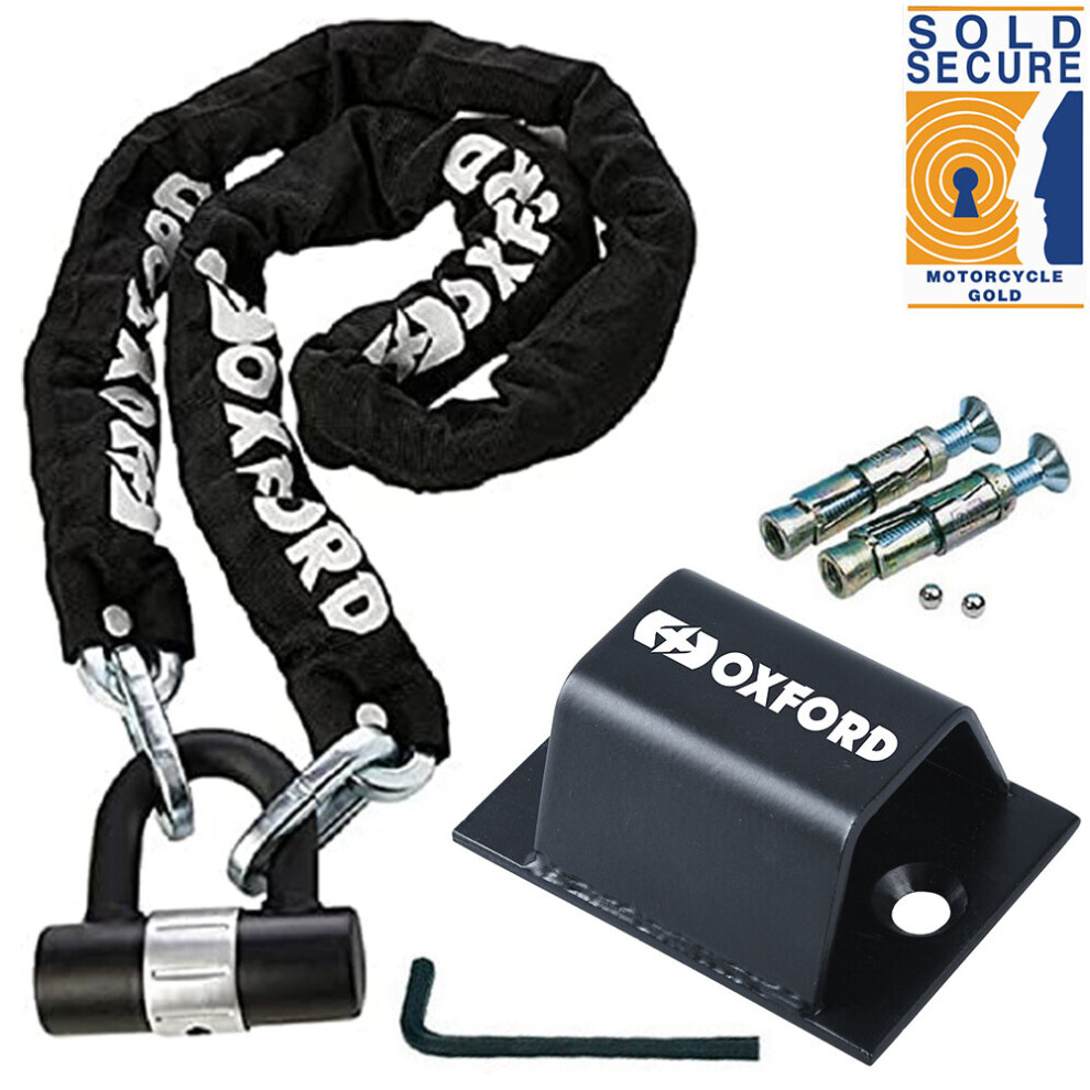 Oxford (2.0M) Hd Motorbike Motorcycle Chain Lock + Ground Anchor