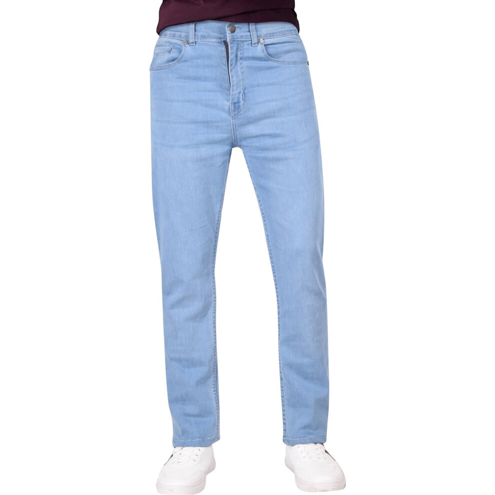 (40W / 30L, Light Blue) Mens Denim Jeans Straight Fit Boot Cut Jeans
