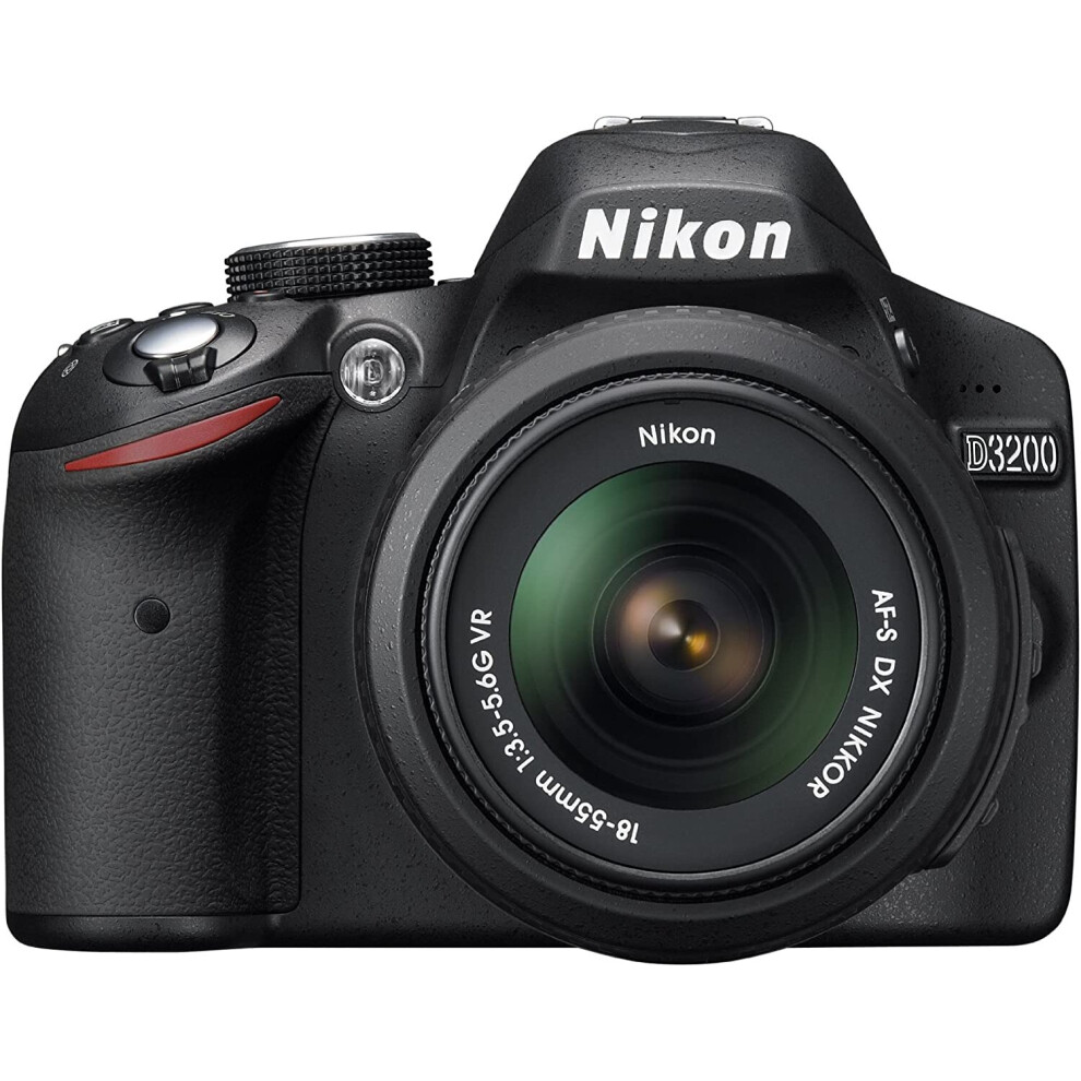 Nikon D3200 24.2 MP CMOS Digital SLR with 18-55mm f/3.5-5.6 Auto Focus-S DX VR NIKKOR Zoom Lens (Black) (OLD MODEL) Black w/ 18-55mm Base