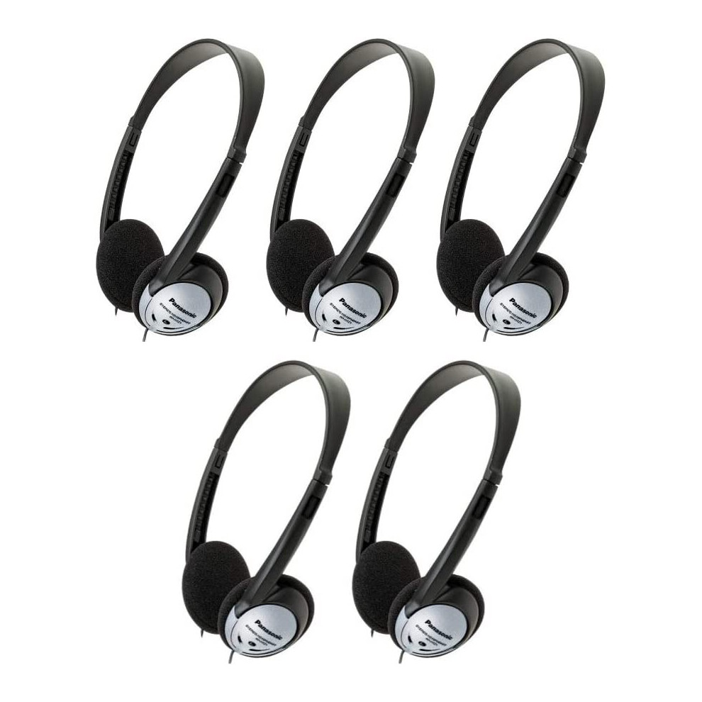 Panasonic RP-HT21 Lightweight Headphones with XBS (5 Pack) Gray 5-Pack