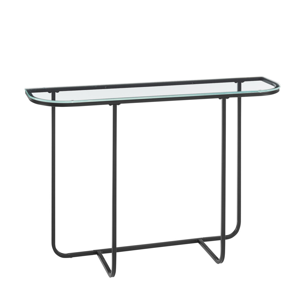 (Glass Top and Black Legs) Curved Entry Console Foyer Side Table Living Room