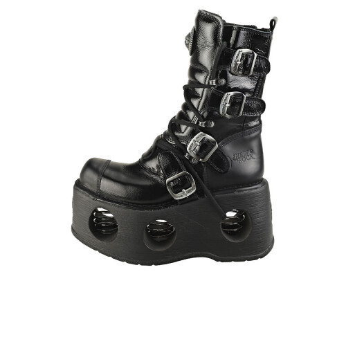 New Rock (43) New Rock Unisex Patent Spring Neptuno Plattformstiefel Schwarz 2