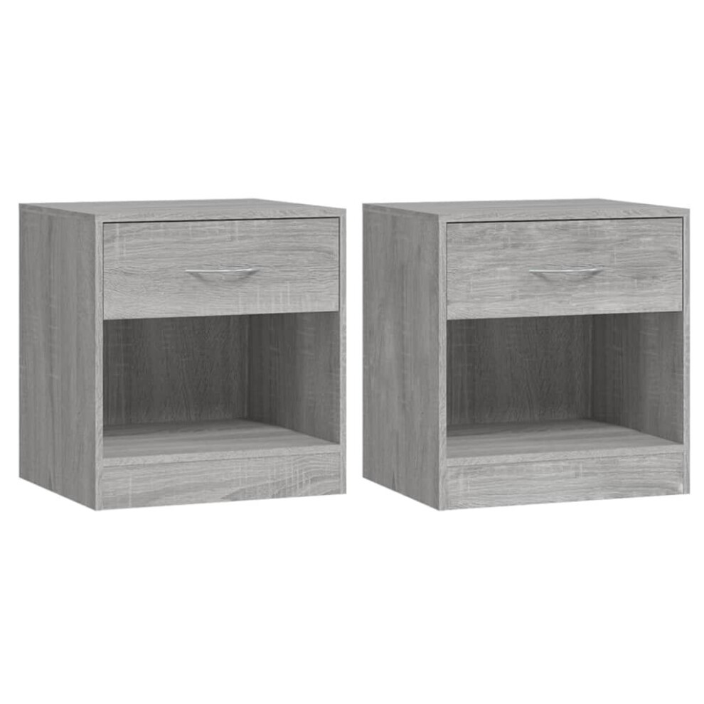 (Grey sonoma) vidaXL 2x Bedside Cabinets with Drawer Nightstand Bedroom Table Multi Colours