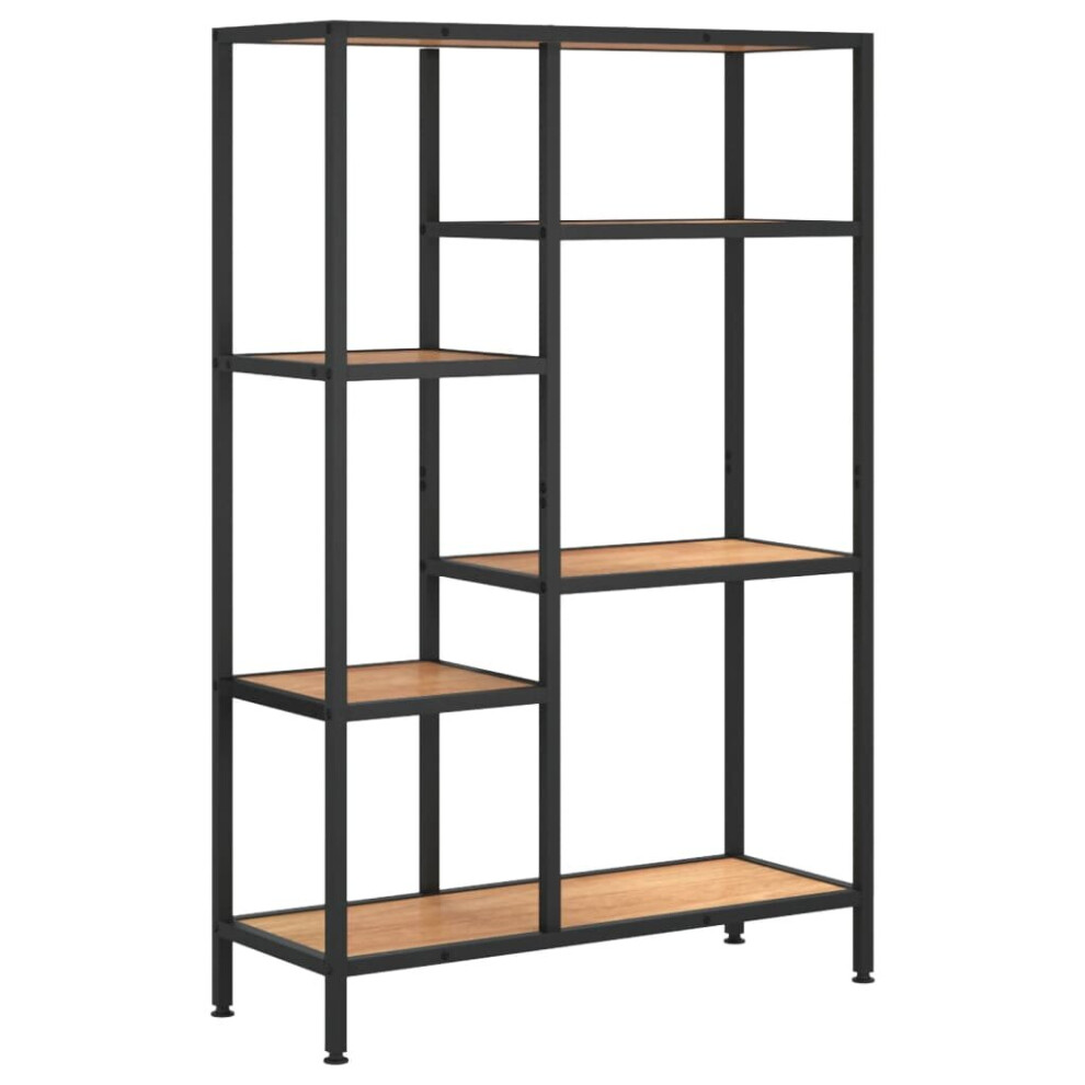 (Light brown and black, 80 x 30 x 120 cm (W x D x H)) vidaXL Book Shelf Bookcase Storage Rack Organiser Steel and Engineered Wood