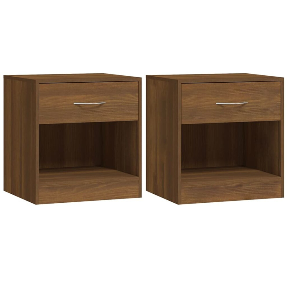 (Brown oak) vidaXL 2x Bedside Cabinets with Drawer Nightstand Bedroom Table Multi Colours