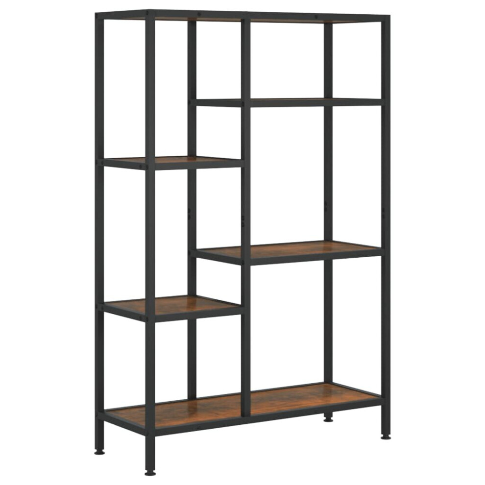 (Dark brown and black, 80 x 30 x 120 cm (W x D x H)) vidaXL Book Shelf Bookcase Storage Rack Organiser Steel and Engineered Wood