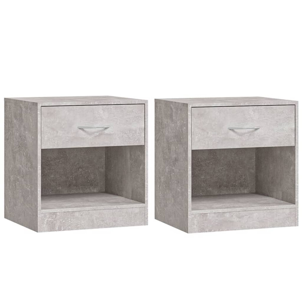 (Concrete grey) vidaXL 2x Bedside Cabinets with Drawer Nightstand Bedroom Table Multi Colours