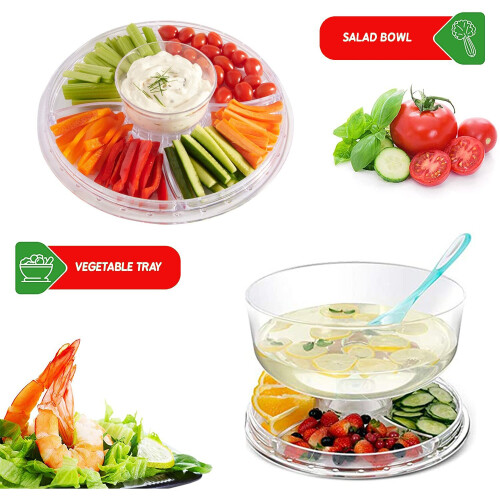 6 IN 1 Modern Design Multi Functional Cake Stand & Dome Plastic Cover Salad Bowl 2