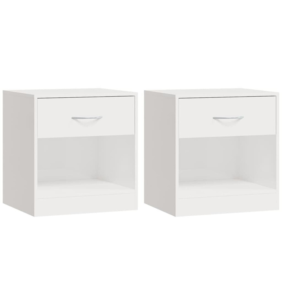 (High gloss white) vidaXL 2x Bedside Cabinets with Drawer Nightstand Bedroom Table Multi Colours