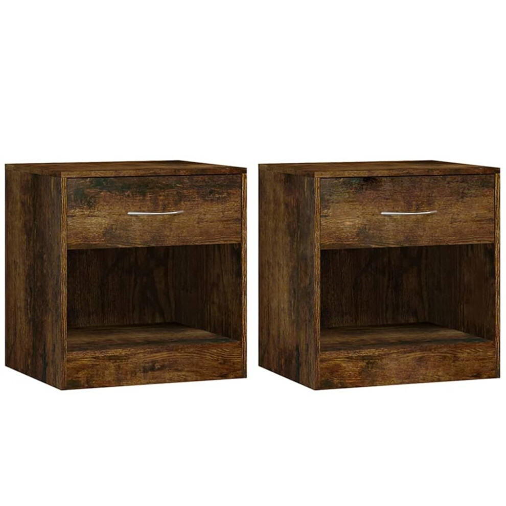 Vidaxl (Smoked Oak) 2X Bedside Cabinets With Drawer Nightstand Bedroom Table Multi Colours