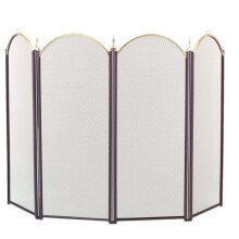 4 Fold Arched Screen, Black & Polished Brass