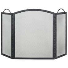 3 Fold Arched Wrought Iron Screen, Black