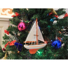 Orange Sailboat Christmas Tree Ornament 9 in. , Nautical Christmas Decoration
