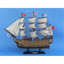 HMS Victory 14 in. Decorative Tall Model Ship - Fully Assembled, Handcrafted Wood Hull & Masts, 13 Sails, GR74440