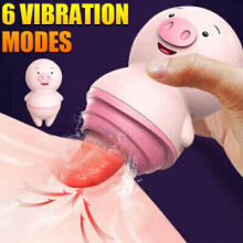 Pink Pig Waterproof 6 Vibrator Modes G-Spot Dildo Massage Cup