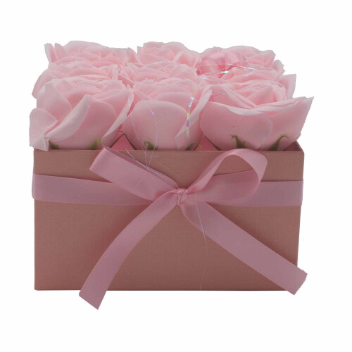 Soap Flower Gift Bouquet - 9 Pink Roses - Square 1