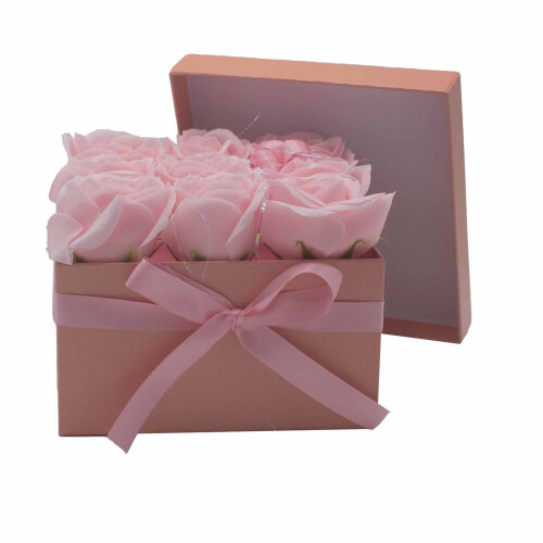 Soap Flower Gift Bouquet - 9 Pink Roses - Square 2