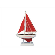 Pacific Sailor Red - Red Sails 9 in. Model Ship Decorative Accent